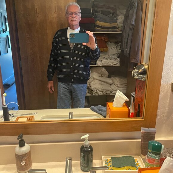 Tommy Hilfiger Mens Black Silk Angora Striped Cardigan Sweater Long Sleeve - L - Picture 7 of 7